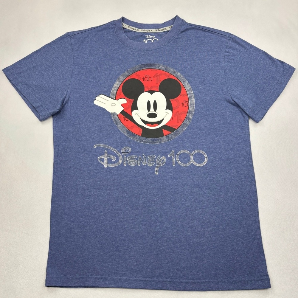 Disney 100 Shirt Adult Small Blue Mickey Mouse 100 Years Of Wonder Double Sided